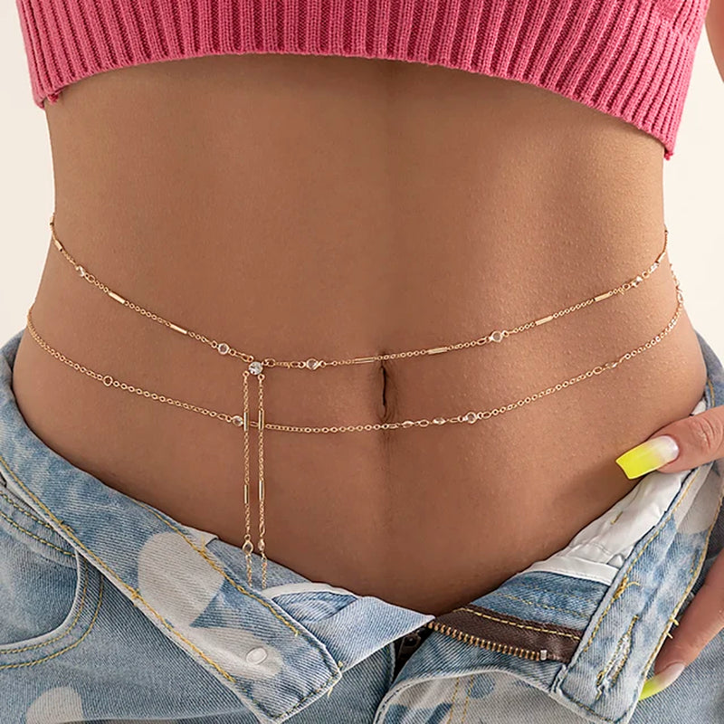 Sexy Crystal Glass Belly Belt Waist Chain Women Summer Beach Bikinis Festival Accessories Body Chain Jewelry Accessories