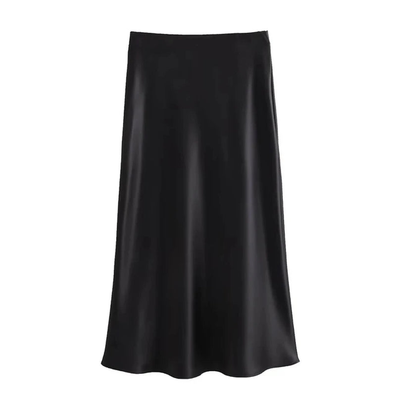 Women'S Fashion Slim Skirt New Solid Color Satin Silk Texture Women'S Skirt Beach Style Elegant Women'S Fishtail Skirt